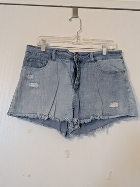 Rewash Two-Tone Light Blue Frayed Denim Shorts Sz 15